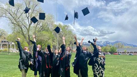 Class of 2023 throwing their caps